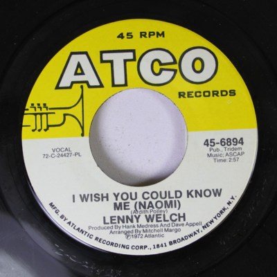Soul 45 Lenny Welch - I Wish You Could Know Me (Naomi) / A Sunday Kind Of Love O