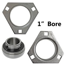 1" Rear Axle Bearing w/ 3-Hole Flangettes Go Karts Minibike Yard Fun Cart Parts