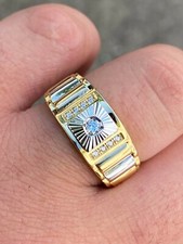 Mens 14k Gold Plated 925 Sterling Silver Pres...