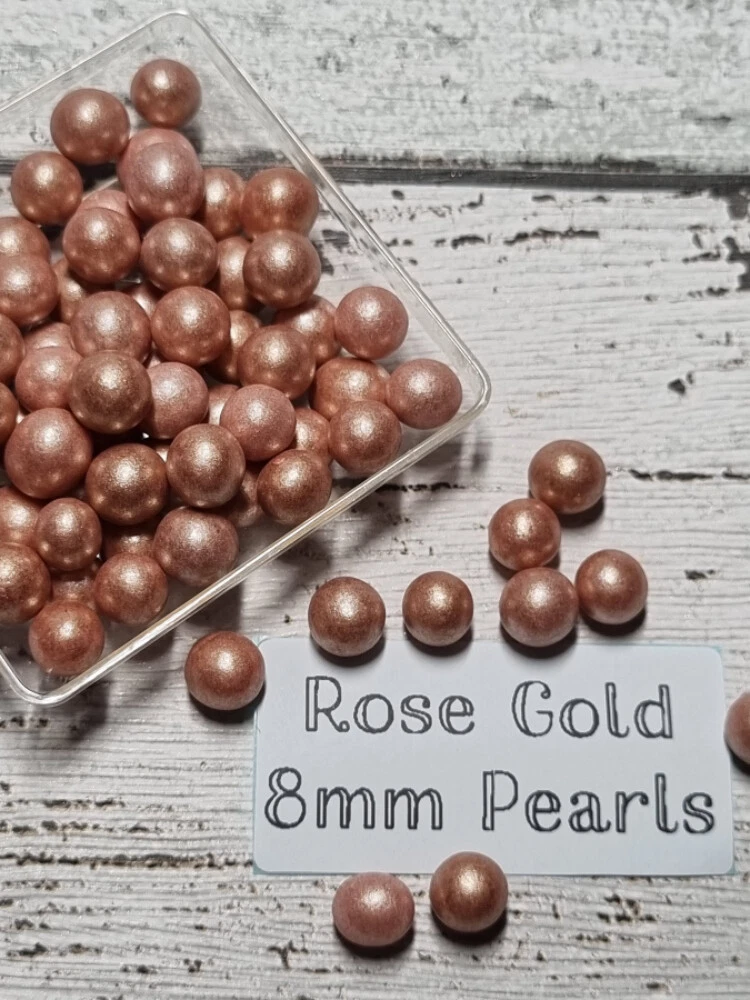 2 4 or 8mm WHITE ROSE GOLD SILVER PINK PEARL BAKING CAKE SPRINKLES