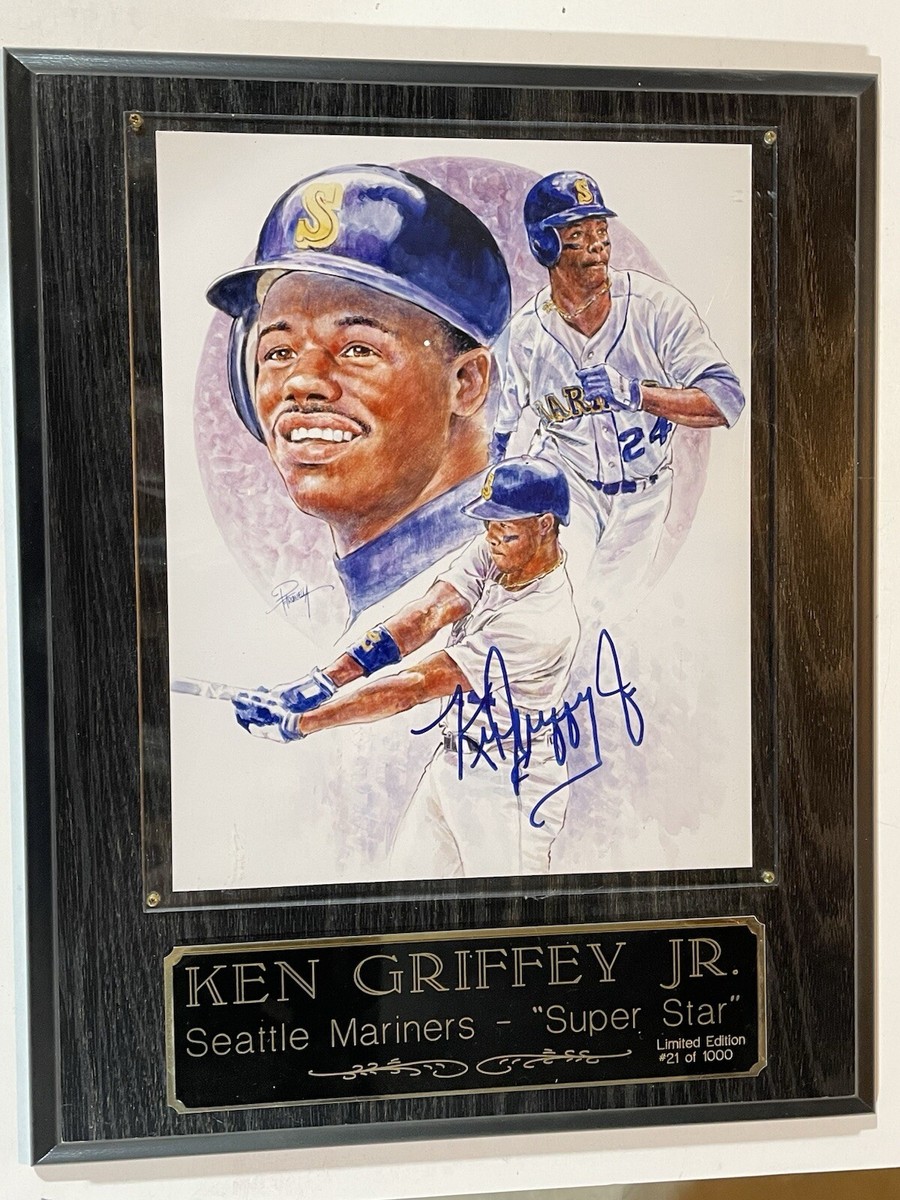 kグリフィーjr サインフォト Griffey Jr Mariners 21/1000 Autographed Plaque 15” X 12