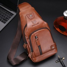 Sling Backpack Cowhide Genuine Leather Chest Crossbody Shoulder Bag Real Leather