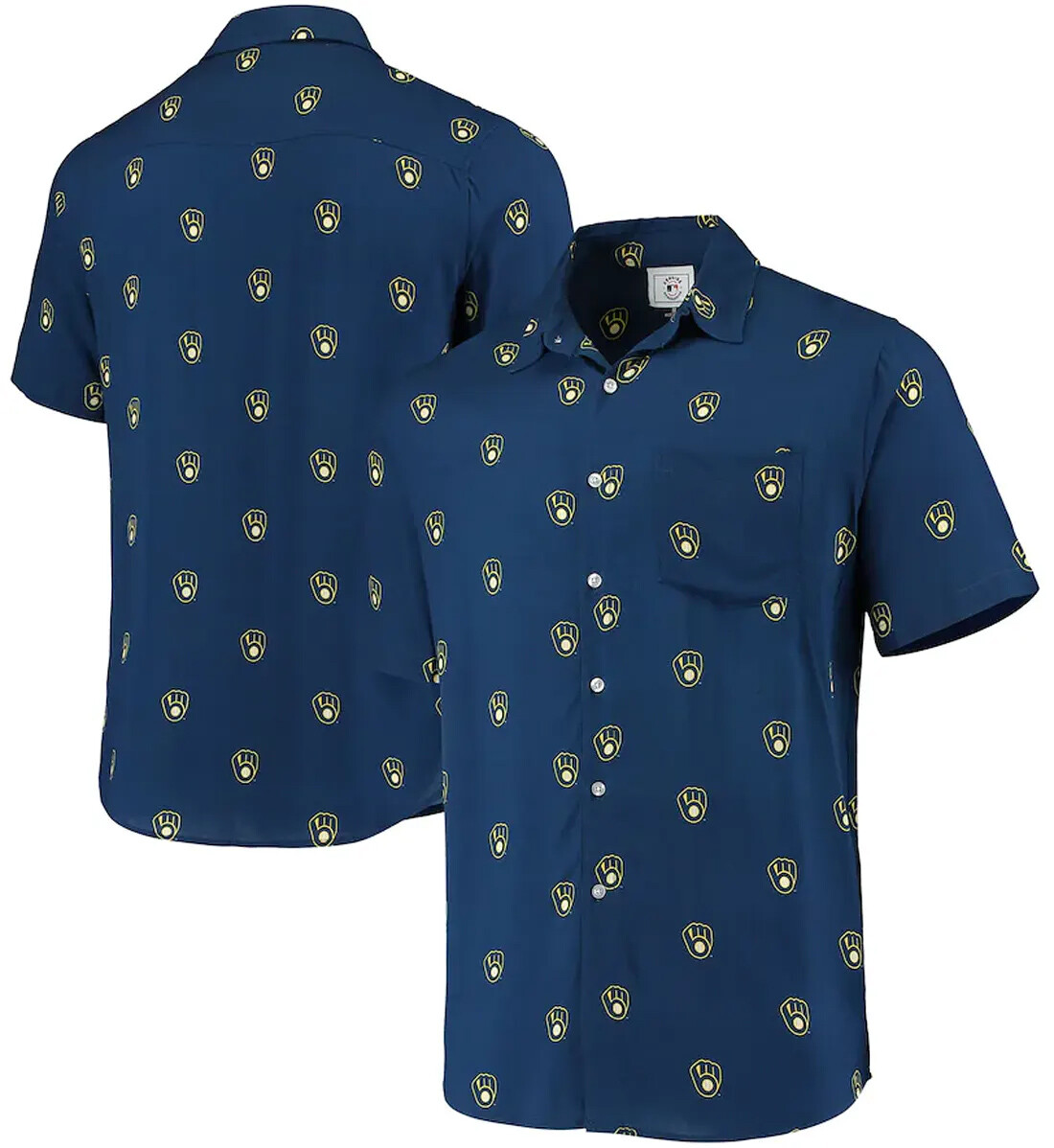 Женская рубашка на пуговицах с мини-принтом FOCO MLB Milwaukee Brewers Repeat