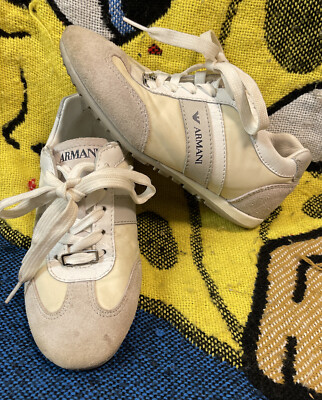 ARMANI JUNIOR Sneakers Contrast Leather Logo Lace Up Sz