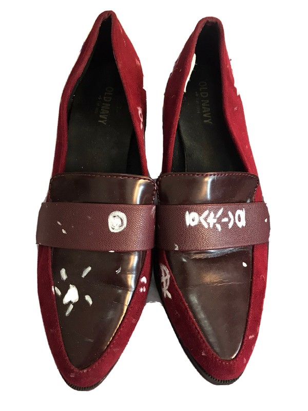 Absodeitly Custom US 7 Womens Old Navy Red Loafers 1.5 Inch Heel