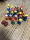 Lot 25+ VTG WOOD Fisher Price Little People Figures Teacher Cowboy Pot Head Kid