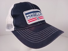 Magellan Outdoors Trucker Mesh Snapback Hat Cap Blue White Patch Logo