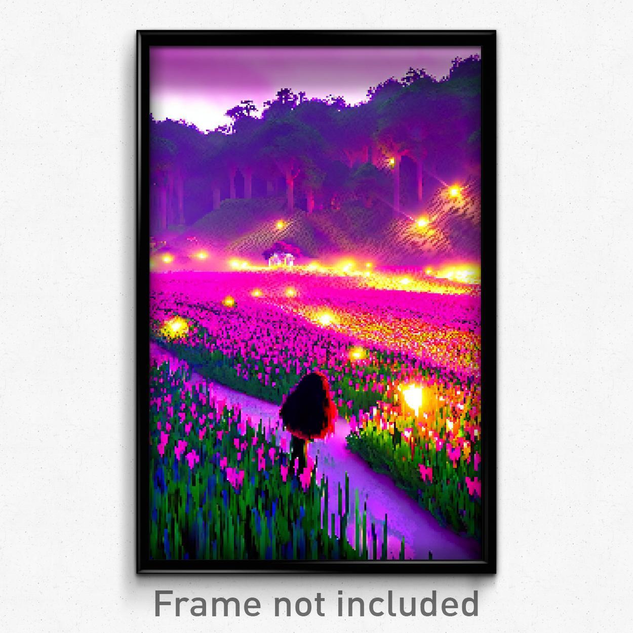 Pixel Art Poster - Quirky Heath (8 Bit Psychedelic Trippy Video Game Print)
