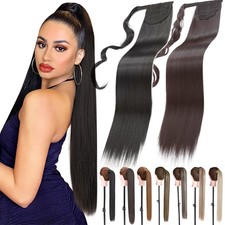 Super Long Real Natural Ponytail Clip In as Human Hair Extensions Wrap Pony Tail