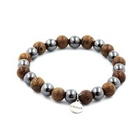 Mineralien Und Edelsteine. Armband Perlen Holz + HäMatit 8 Mm. Hergestellt