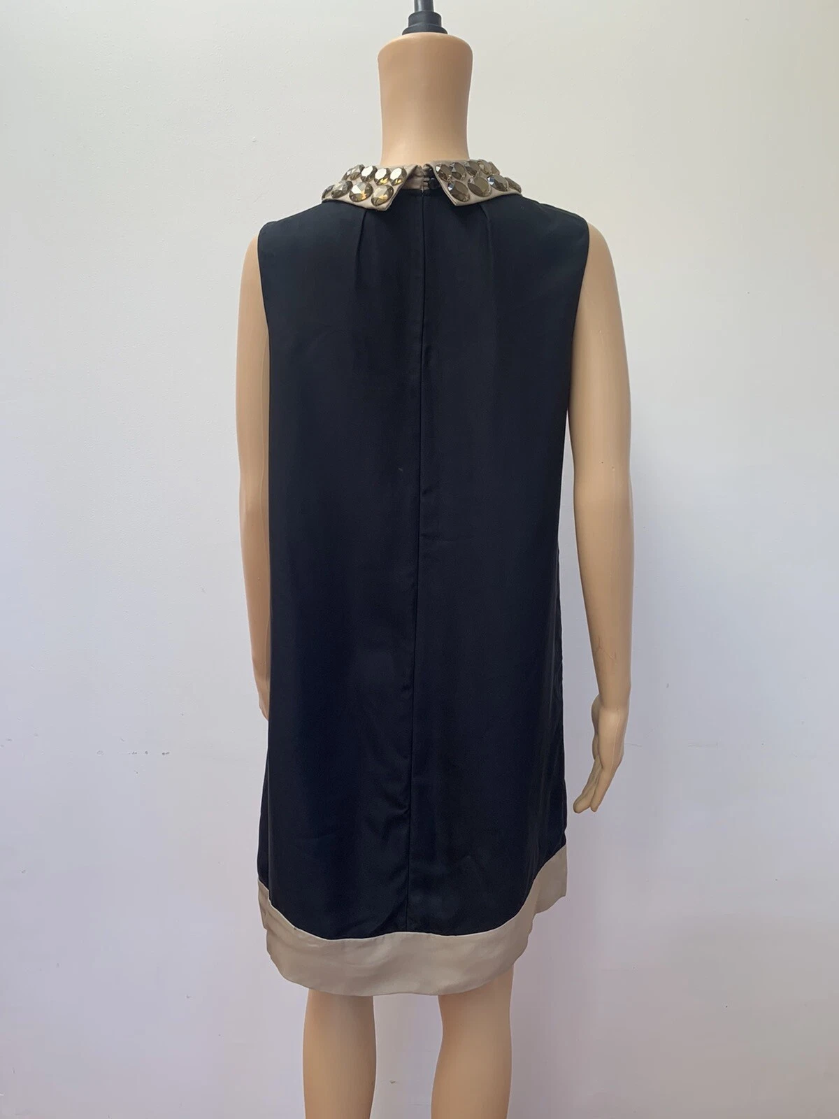 Abito Kate Spade nero classico LBD gioiello colletto smanicato carriera tubino 6