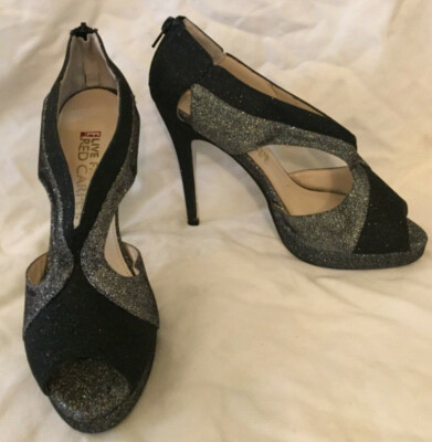 E LIVE FROM THE RED CARPET Women shoes  BLACK AND SILVER SHIMMER  size 9