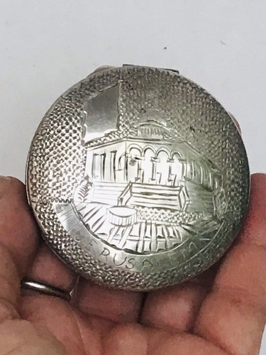 ANTIK VINTAGE SILBER 833 gemarkt JERUSALEM PUDER KOMPAKT