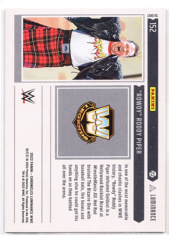 ROWDY RODDY PIPER 2022 Panini Chronicles WWE LUMINANCE Wrestling Card ...
