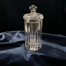 Julia 5.5" 24% Lead Crystal Box Biscuit Candy Ribbed Jar Compare W/Lenox