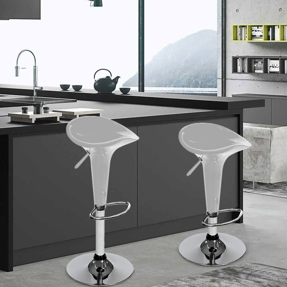 Immagine 11 - Set 2 Sgabelli Cucina Regolabile Acciaio e ABS Sgabello Girevole Silver Casa Bar