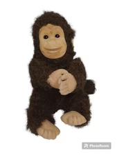 Vtg 90s Hosung Monkey Plush Stuffed Animal Plastic Flocked Face