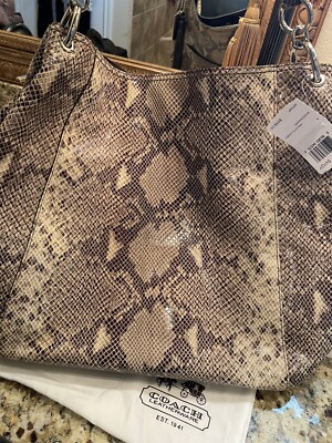 COACH F24383 Black Gray PARK PYTHON HOBO NWT Dust Bag FABULOUS