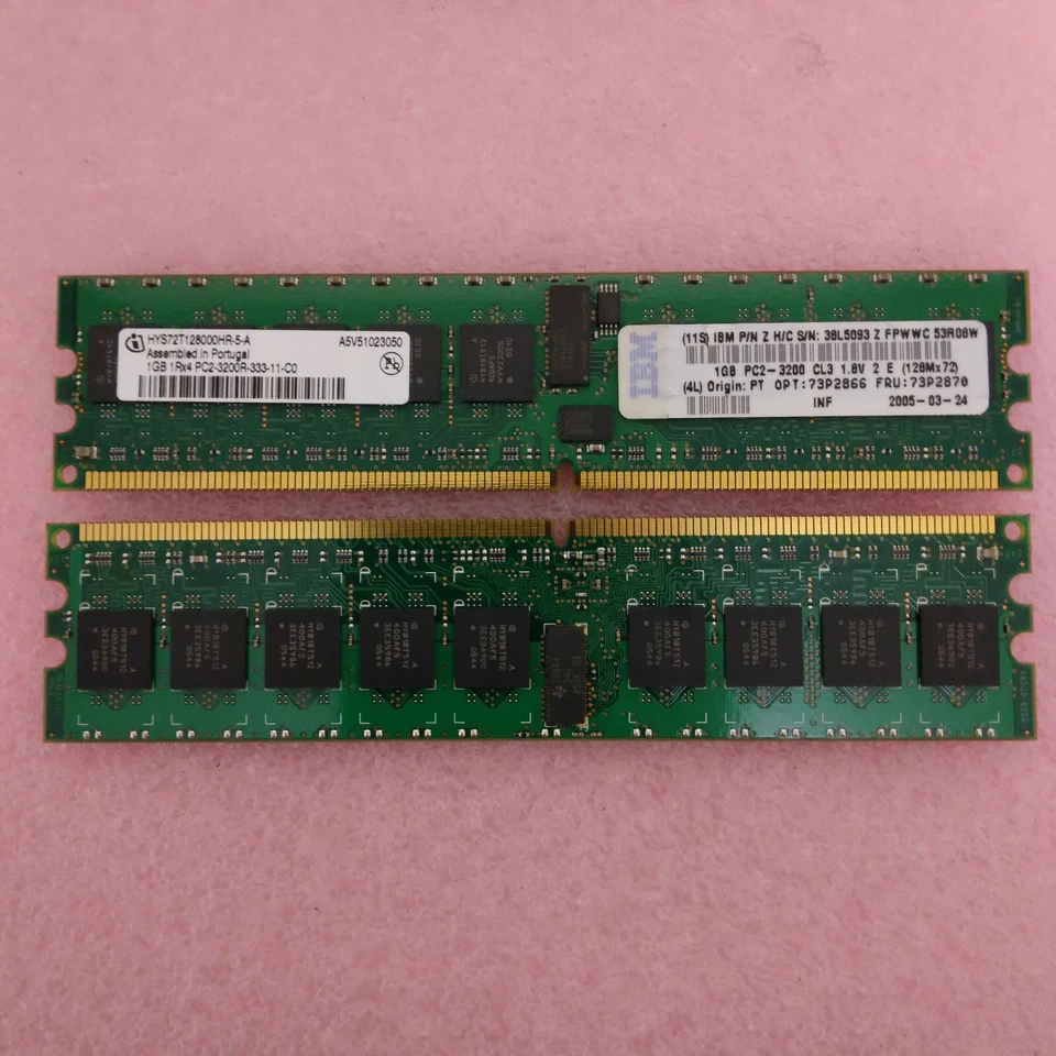 4GB (4x1GB) PC2-3200R DDR2 1Rx4 ECC Reg Memory CL3 RAM IBM 73P2870 PC2-3200 - Image 2 of 2