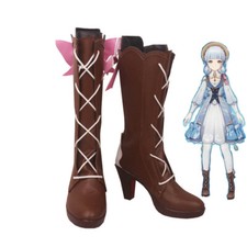 Genshin Impact Kamisato Ayaka Shoes Cosplay Women Brown Boots Ver3