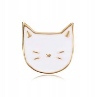 Pinets Pin Brosche WeißGold Katze Dekoration Süß Emaille Anstecknadel Pin