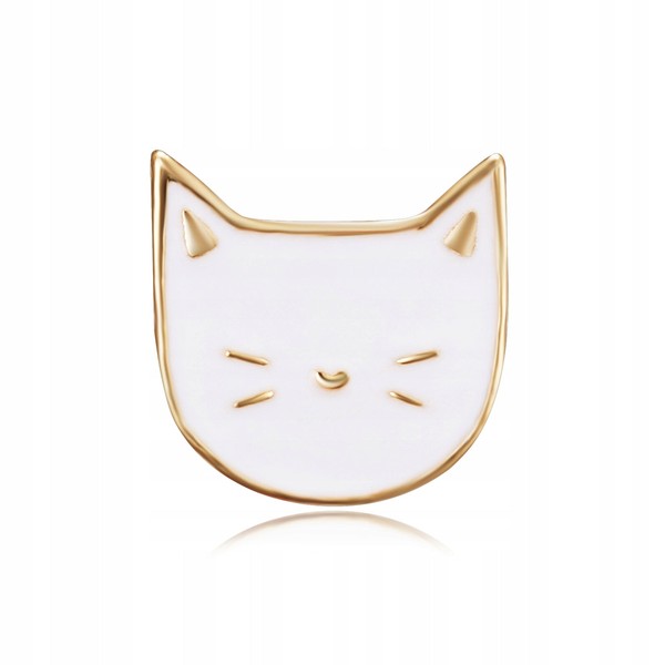 Pinets Pin Brosche WeißGold Katze Dekoration Süß Emaille Anstecknadel Pin-image