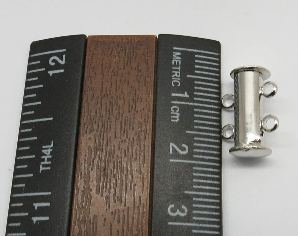 2 Slide Clasp 2 strand Brass Slide Lock Clasp Multi Strand Clasp Silver Plated - Image 3 of 4