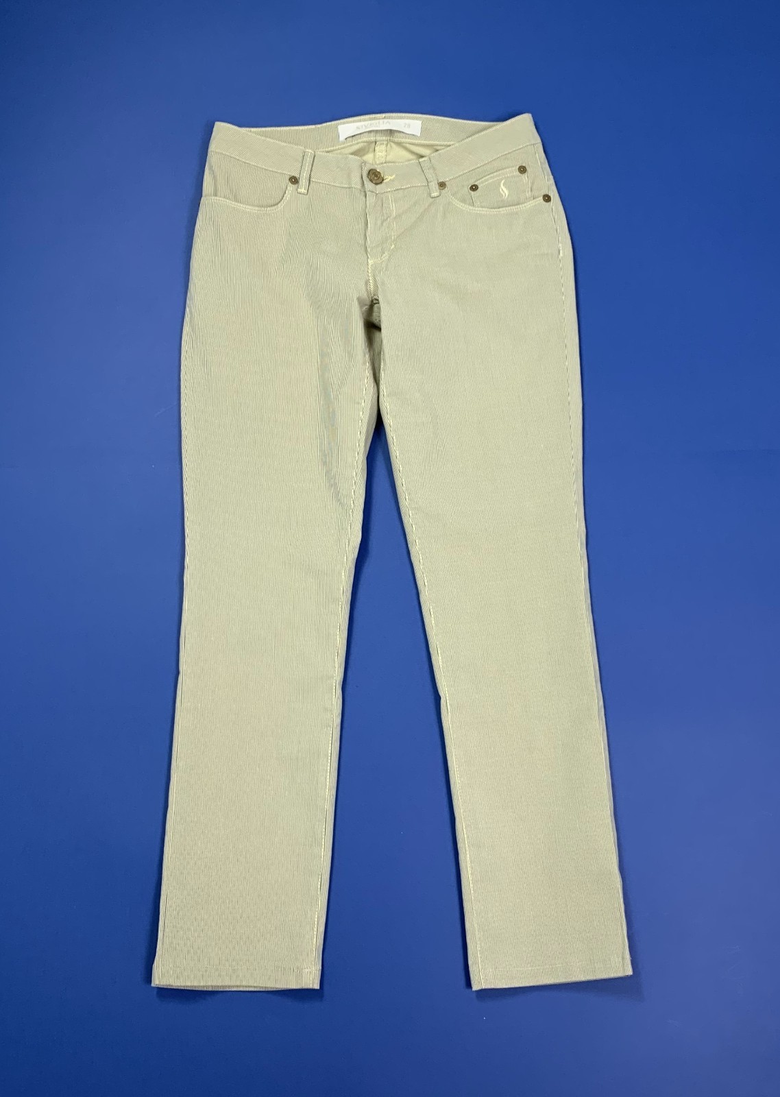 Siviglia pantalone donna usato a righe W26 tg 40 slim verde leggeri estivi T140