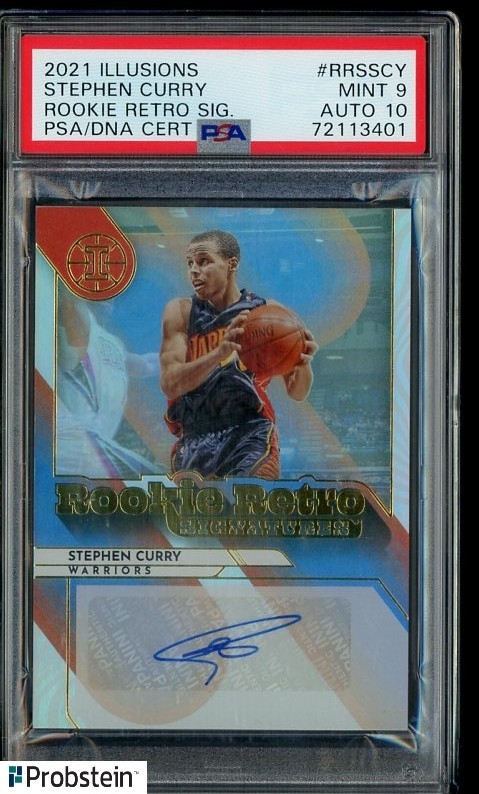 2021-22 Illusions Rookie Retro Signatures Stephen Curry PSA 9 PSA/DNA AUTO 10