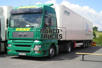 LKW Foto MAN TGA D20 Kofferauflieger Deutschland grün FRYE, 24plus logist #b9sg