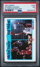 1991-92 NBA Hoops League Leaders Michael Jordan Karl Malone #306 PSA 7