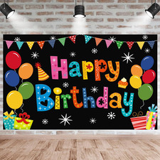 Happy Birthday Backdrop Banner Birthday Decoration Yard Signs Background for Boy
