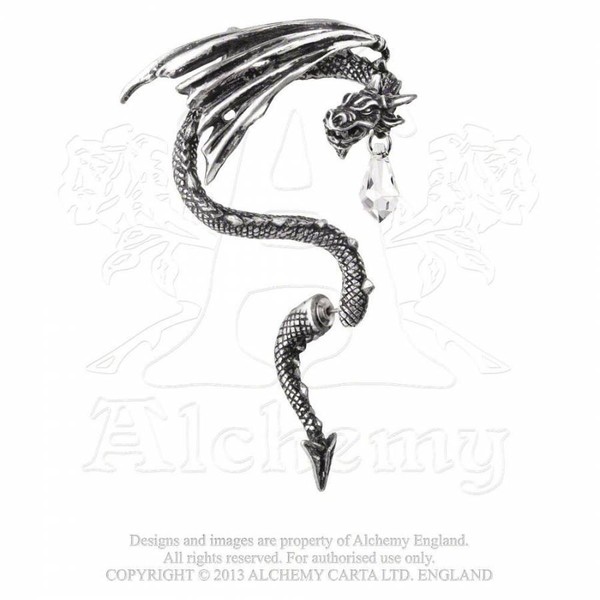 Alchemy England Crystal Dragon Ein Ohrstecker Mit Kristall Rechtes Ohr Zinn-image