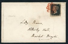 Great Britain 1840 Penny Black on cover to Market Drayton SG 2 cat £350