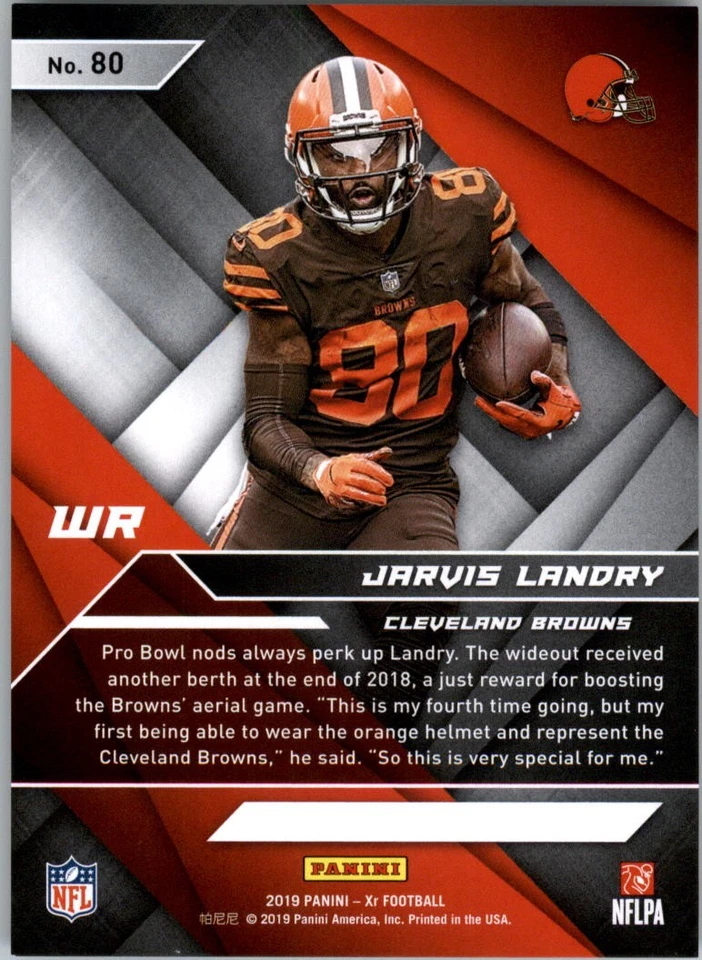 2019 Panini XR Blue #80 Jarvis Landry /199 - FB - Image 2 of 2