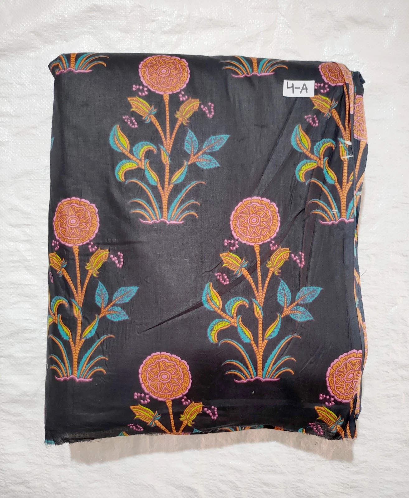 VETEMENTS Tessuto cotone indiano nero floreale sartoria cucito corsa artigianato 5 anni