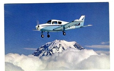 Beechcraft Musketeer Postcard Over Mt Ranier Washington