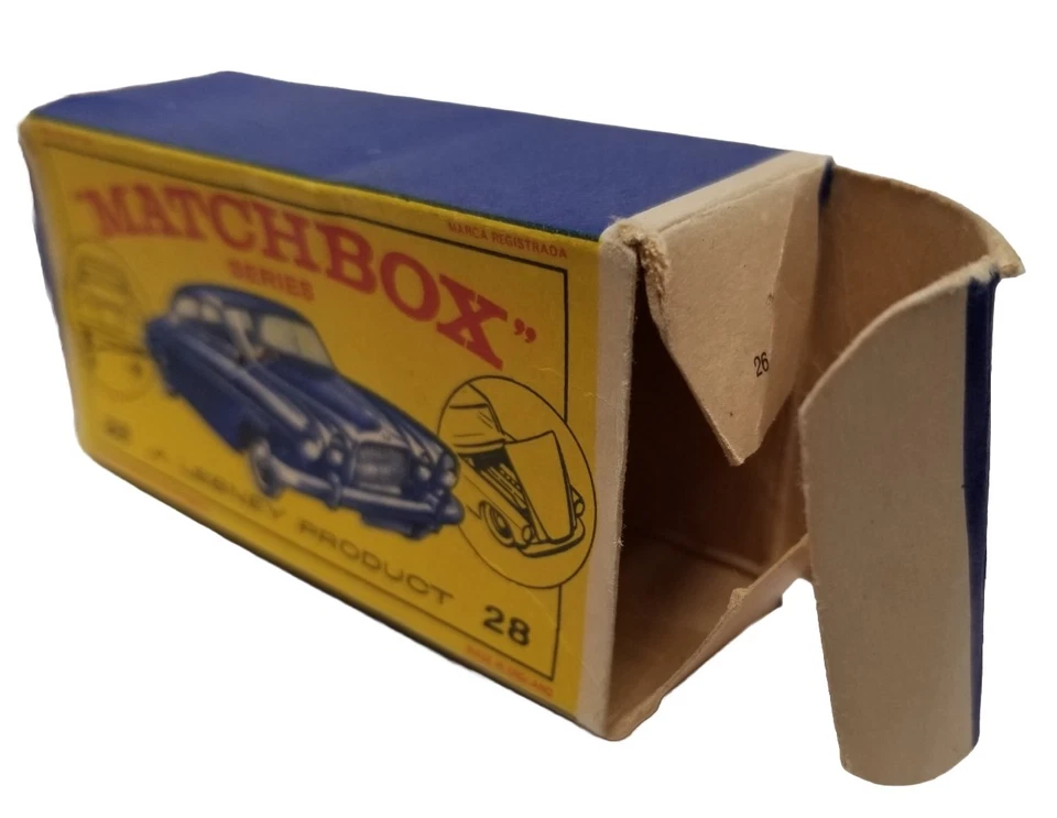 Lesney Matchbox N°28 Mark Ten 1965-68 azul caja original E1 nuevo modelo con objetivo Foto 4 de 4