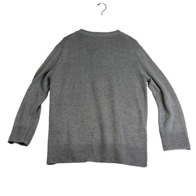 Ella Moss Womens Gray Crewneck Knit Pullover Sweater Split Hem Size M 1196
