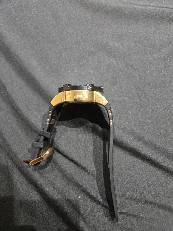 Reloj Hombre Invicta 23693 Aviador Cuarzo Cronógrafo Oro Negro Banda Goma 50mm Foto 4 de 4