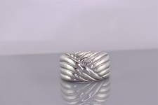 Sterling Silver 13mm Swirled Ribbed Crossover Band Ring 925 Sz: 8