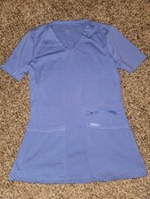 Jaanuu Multi Pocket Womens Medical Scrub Top Ceil Blue XSmall KNIT
