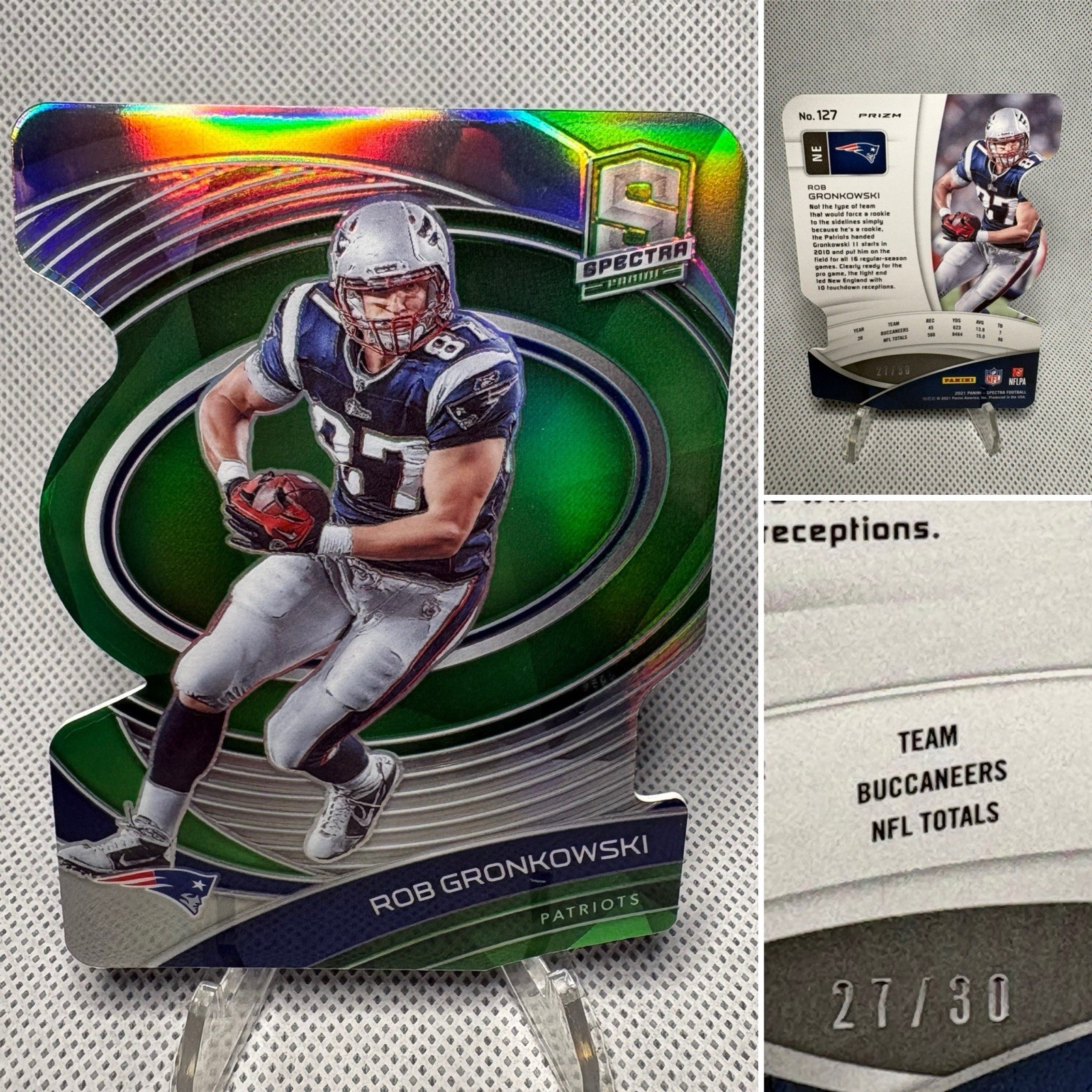 ROB GRONKOWSKI 2021 Panini Spectra #127 NEON GREEN DIE-CUT /30 Patriots