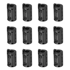 12 Pcs Ferrite Filter Ring Core Cable Clip ID 9mm with Ears, Black