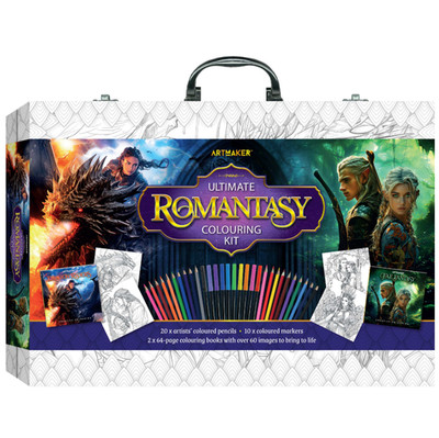 Artmaker Ultimate Romantasy Colouring Kit 2x 64 Page Book 20x Pencils 10x Pens