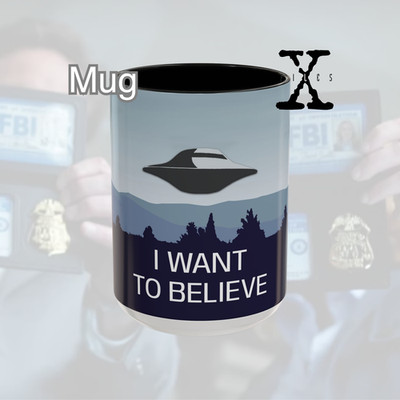 X-Files 'I Want to Believe' Coffee Mug, TV Show Sci-Fi, UFO Gift Conspiracy Cup