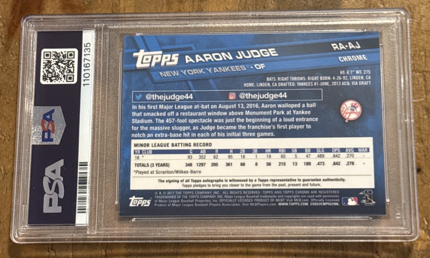 2017 Aaron Judge Topps Chrome Rookie Autograph PSA 10 Yankees Auto Low Pop. 53 view 6