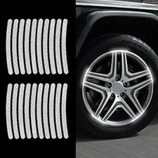 20PCS Reflective Wheel Rim Stripes, Anti-Scratch Decorative Stick Color: White