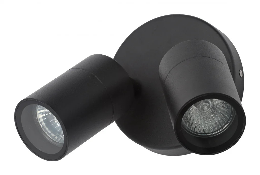 Outdoor Light Black Leto Twin Spot IP65 Tilt Zink ZN-34018-BLK-65