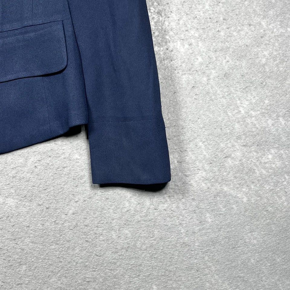复古 Sonia Rykiel Paris Blazer 38 蓝色白色长袖纽扣夹克领 — 第 4/4 张图片